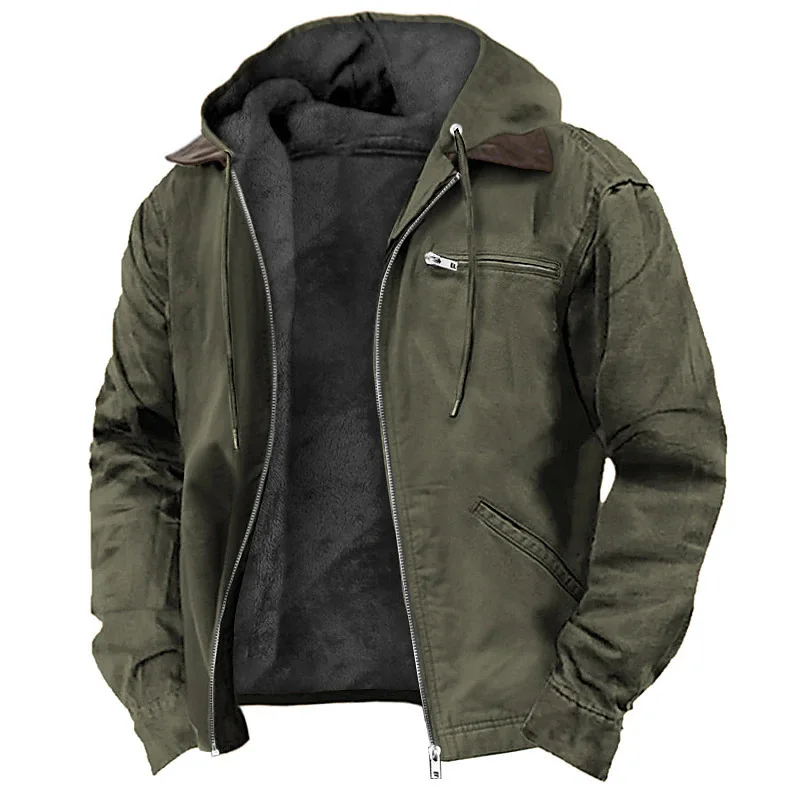 Men's Multi-Pocket Outdoor Hooded Jacket for Autumn & Winter - Casual, Zippered, Solid-Color Fleece-Lined Warm Outerwear
Men's Multi-Pocket Outdoor Hooded Jacket for Autumn & Winter - Casual, Zippered, Solid-Color Fleece-Lined Warm Outerwear