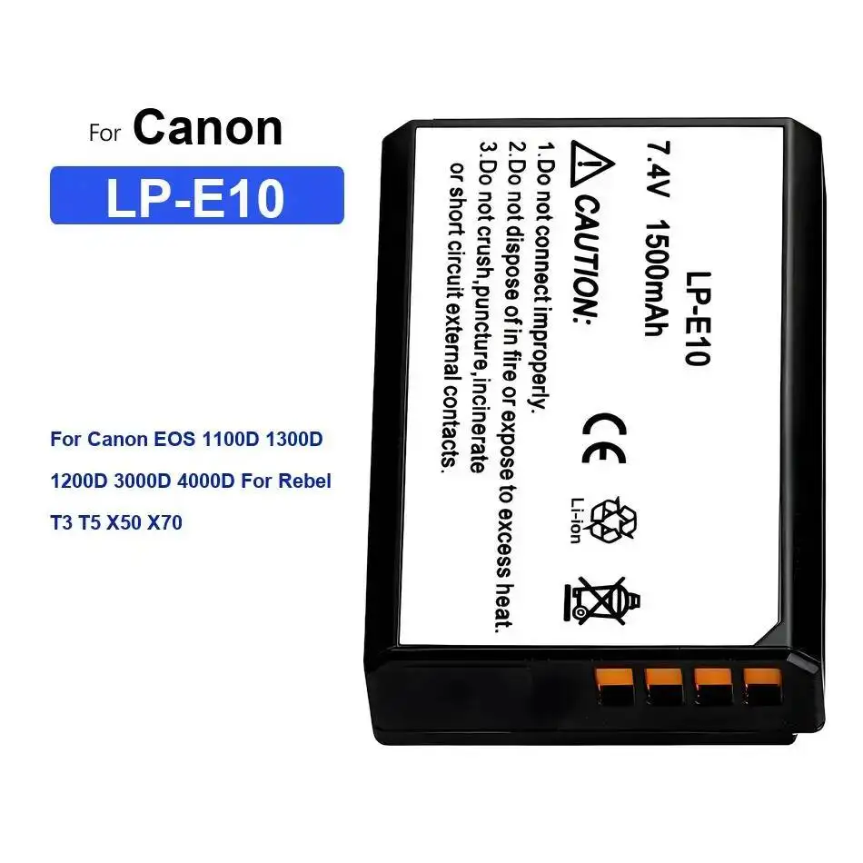 Аккумулятор LP-E10 для камер Canon EOS 1100D, 1300D, 1200D, 3000D, 4000D, Rebel T3, T5, X50, X70 – стабильная работа, 1500 мАч, быстрая зарядка
Аккумулятор LP-E10 для камер Canon EOS 1100D, 1300D, 1200D, 3000D, 4000D, Rebel T3, T5, X50, X70 – стабильная работа, 1500 мАч, быстрая зарядка
