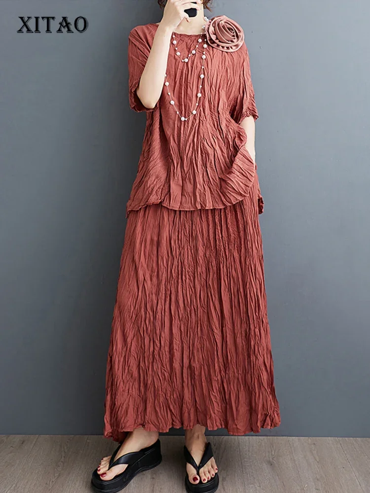 XITAO Solid Color Casual Folds Dress Sets Loose Simplicity Stereoscopic Flower Decoration Top Skirt Two Pieces Sets ZY8787
XITAO Solid Color Casual Folds Dress Sets Loose Simplicity Stereoscopic Flower Decoration Top Skirt Two Pieces Sets ZY8787