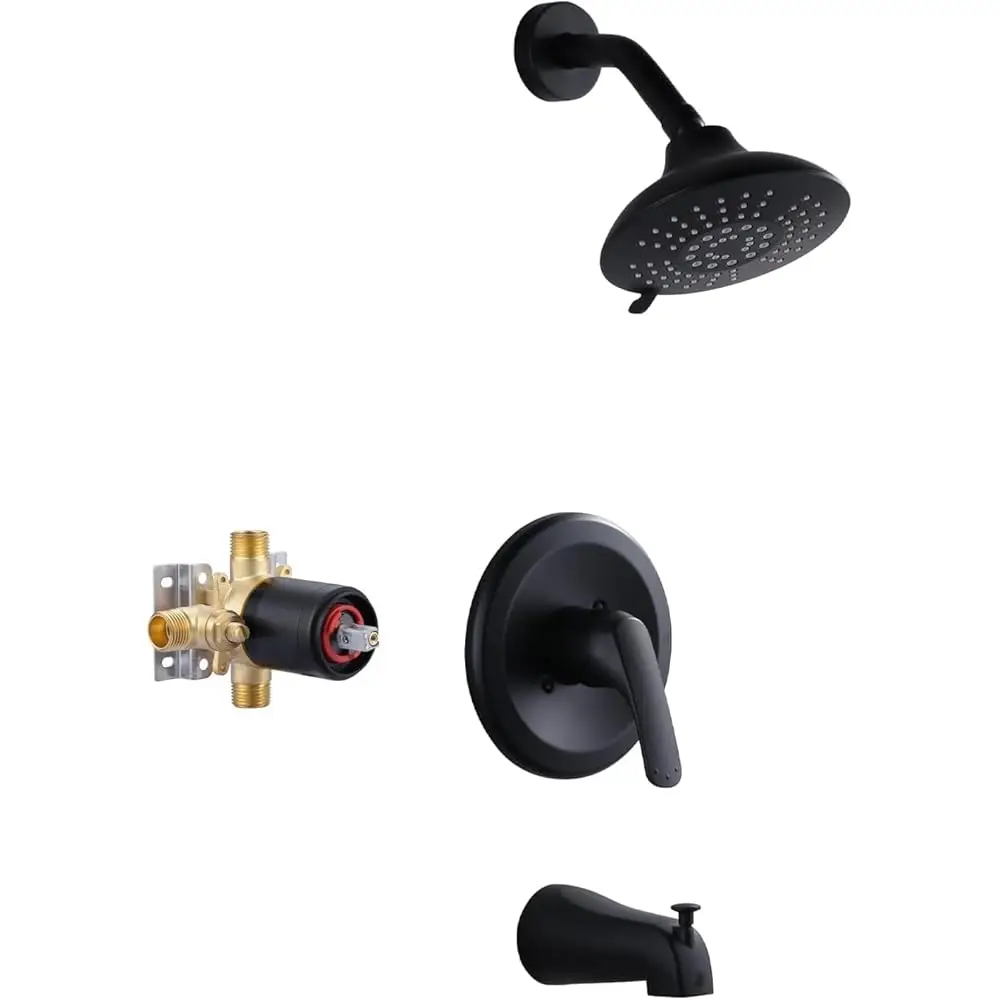AllexpreskShower Faucet with Valve, Black Bathroom Tub Shower Faucet Kit, Single Handle Rain Shower Head with Tub Spout, Solid B
AllexpreskShower Faucet with Valve, Black Bathroom Tub Shower Faucet Kit, Single Handle Rain Shower Head with Tub Spout, Solid B