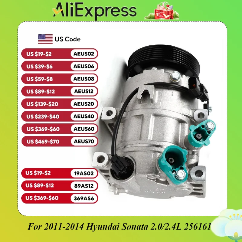 AC Air Conditioner Compressor with Clutch Fits For 2011-2014 Hyundai Sonata 2.0/2.4L 256161 Durable A/C Air Compressor+Clutch
AC Air Conditioner Compressor with Clutch Fits For 2011-2014 Hyundai Sonata 2.0/2.4L 256161 Durable A/C Air Compressor+Clutch