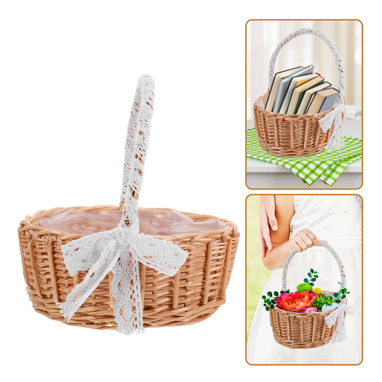 Portable Flower Basket Storage Bins Woven Collection Lace Design Container Desktop Baskets Decor
Portable Flower Basket Storage Bins Woven Collection Lace Design Container Desktop Baskets Decor