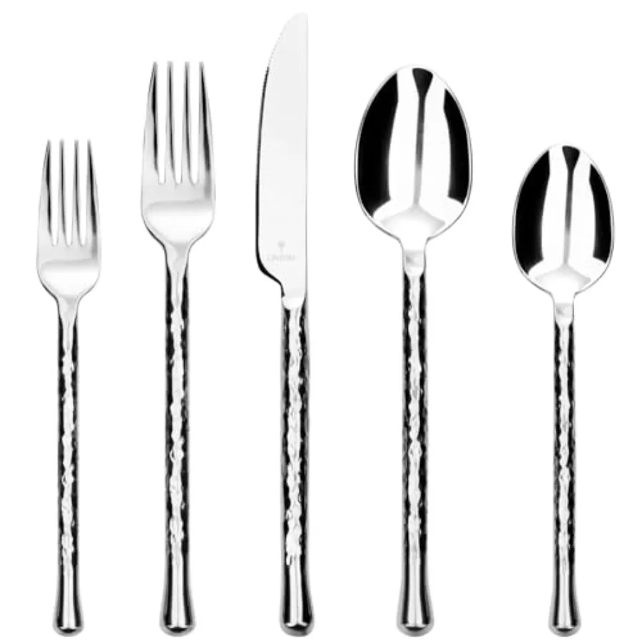 Glam Forged 20-Piece Silverware Set 18/10 Stainless Steel Flatware Unique Hammered Flatware Service for 4 Cutlery Set for Home
Glam Forged 20-Piece Silverware Set 18/10 Stainless Steel Flatware Unique Hammered Flatware Service for 4 Cutlery Set for Home
