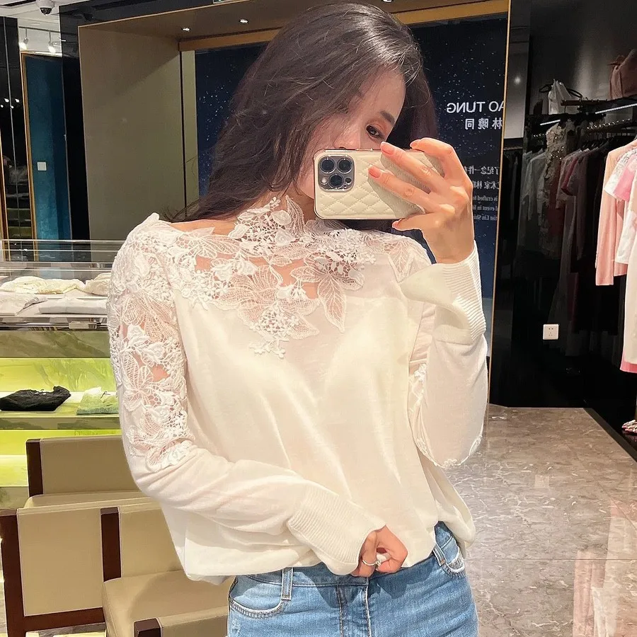 Sexy Slash Neck White Embroidered Hollow Lace Sweater Long Sleeve Elegant Ladies Black Wool Knitwears
Sexy Slash Neck White Embroidered Hollow Lace Sweater Long Sleeve Elegant Ladies Black Wool Knitwears
