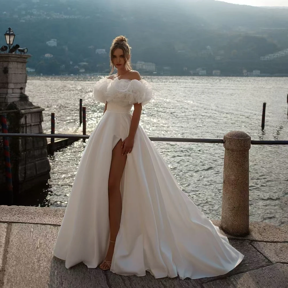 Gorgeous White Evening Dresses Elegant Off the Shoulder Side Split Chapel Train Gowns Formal Princess Birthday Wedding Dress
Gorgeous White Evening Dresses Elegant Off the Shoulder Side Split Chapel Train Gowns Formal Princess Birthday Wedding Dress