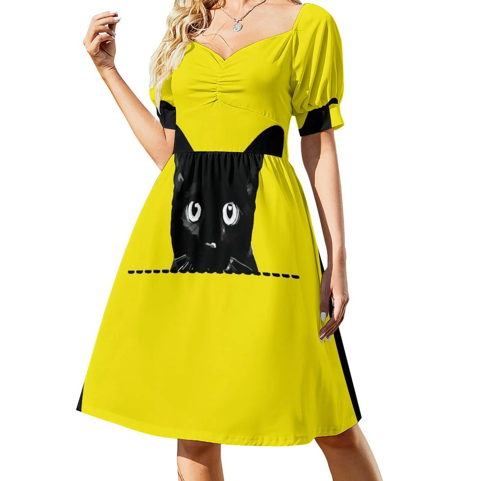 Black Cat Peeking From Pocket Short-Sleeved Dress dresses for women luxury women's party dress evening prom Female clothing
Black Cat Peeking From Pocket Short-Sleeved Dress dresses for women luxury women's party dress evening prom Female clothing