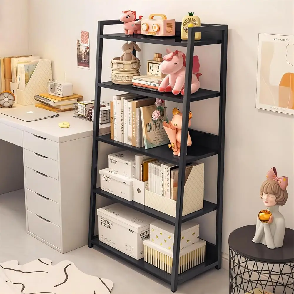 5-Tier Ladder Shelf Bookcase - Wood And Metal Modern Standing Bookshelf, Open Book Shelves Storage Rack, For Home Office,
5-Tier Ladder Shelf Bookcase - Wood And Metal Modern Standing Bookshelf, Open Book Shelves Storage Rack, For Home Office,