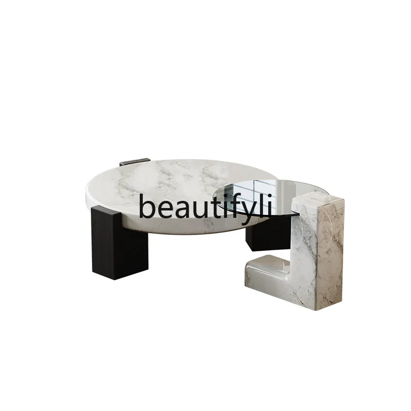 Marble coffee table light luxury high-end living room home designer round creative high and low combination coffee table
Marble coffee table light luxury high-end living room home designer round creative high and low combination coffee table