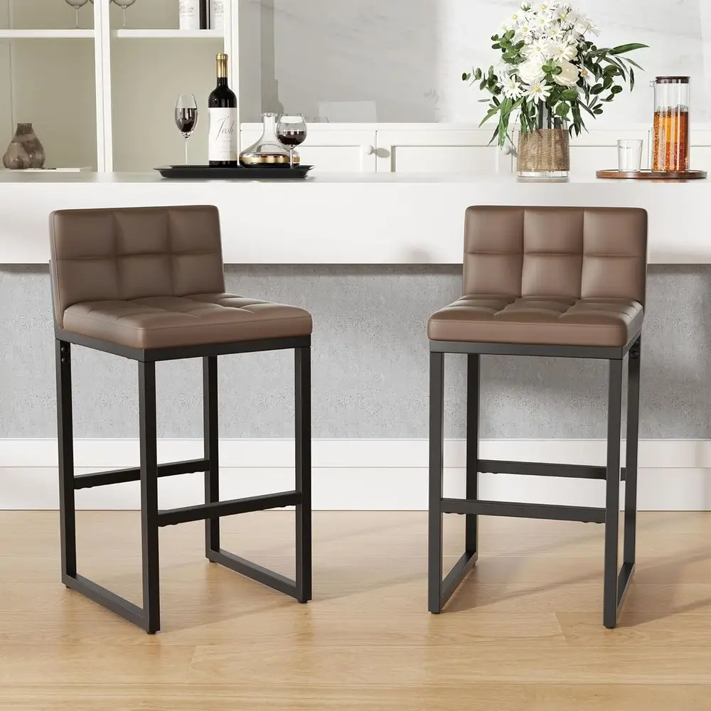 Set of 2 Leather Counter Height Bar Stools with Low Back and Footrest, Metal Legs, Upholstered for Kitchen or Island Use
Set of 2 Leather Counter Height Bar Stools with Low Back and Footrest, Metal Legs, Upholstered for Kitchen or Island Use