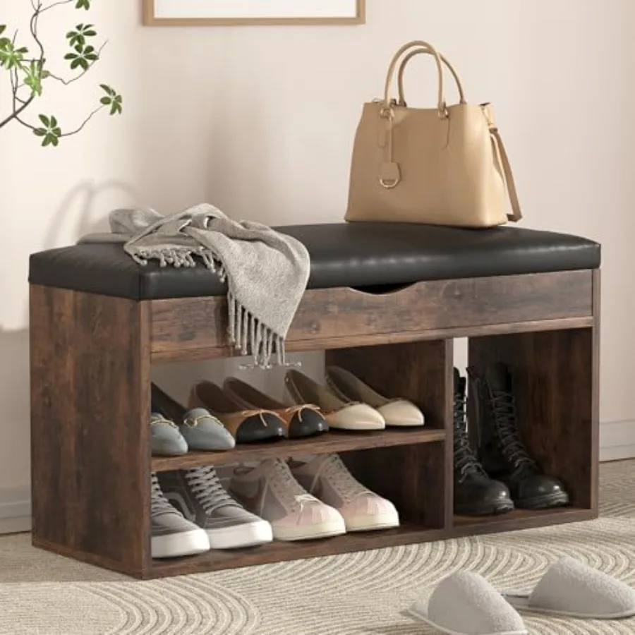 Storage Bench with Padded Cushion Shoe Bench with Storage Space Upholstered Entryway Bench for Livg Room 2-Tier Shoe Rack Organ
Storage Bench with Padded Cushion Shoe Bench with Storage Space Upholstered Entryway Bench for Livg Room 2-Tier Shoe Rack Organ