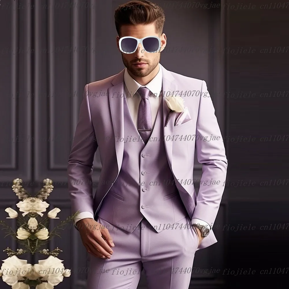 Lavender Men Suit Formal Occasion Wedding Party Groom Groomsman Business Male Tuxedos Customized 3 Piece Set Jacket Vest Pants 
Lavender Men Suit Formal Occasion Wedding Party Groom Groomsman Business Male Tuxedos Customized 3 Piece Set Jacket Vest Pants