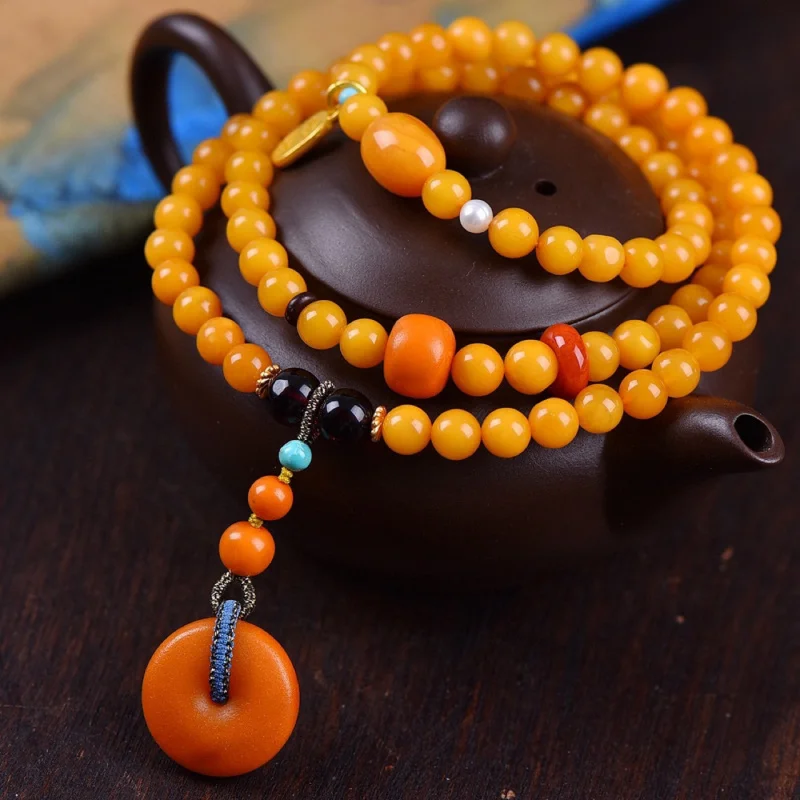 Presbyopia Wax Chicken Oil Yellow Beeswax Three-Circle Bracelet with Silver Accessories Blood Amber Green Turquoise Red
Presbyopia Wax Chicken Oil Yellow Beeswax Three-Circle Bracelet with Silver Accessories Blood Amber Green Turquoise Red