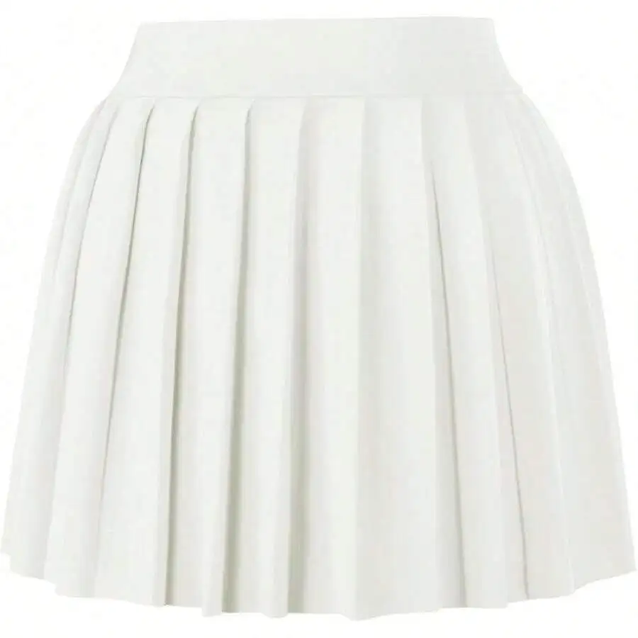 White Pleated A-Line Mini Skirt with High Waist and Stretch Fabric
White Pleated A-Line Mini Skirt with High Waist and Stretch Fabric