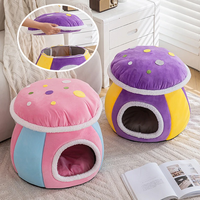 Mushroom Shape Cat Cave Bed Detachable Semi Enclosed Warm Plush Pet Nest for Winter Indoor Sleeping Living Room Bedroom Balcony
Mushroom Shape Cat Cave Bed Detachable Semi Enclosed Warm Plush Pet Nest for Winter Indoor Sleeping Living Room Bedroom Balcony