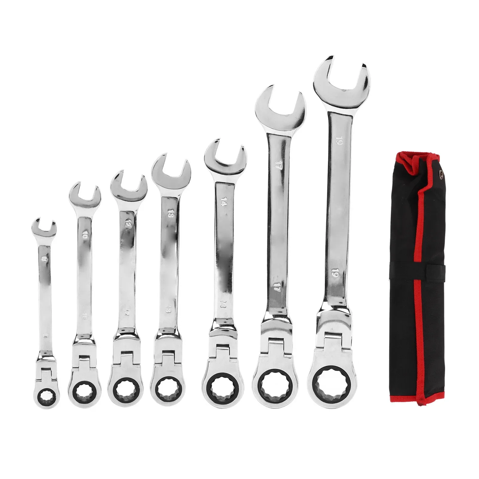 7pcs Ratcheting Wrench Set Flex Head Hand Tool Metal Ratchet Combination Wrench Kit for Automobile Maintenance
7pcs Ratcheting Wrench Set Flex Head Hand Tool Metal Ratchet Combination Wrench Kit for Automobile Maintenance