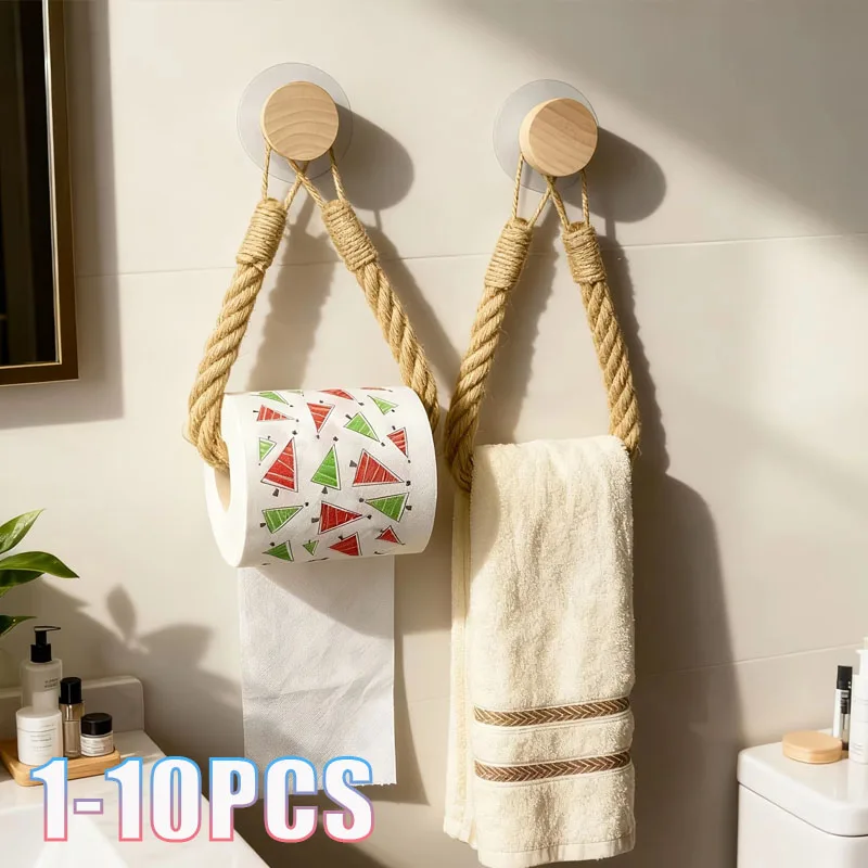 1-10PCS Natural Wood Cotton Rope Towel Storage Rack No Drill for Paper Towel Roll Face Towel Organizer Creative Bathroom Kitchen
1-10PCS Natural Wood Cotton Rope Towel Storage Rack No Drill for Paper Towel Roll Face Towel Organizer Creative Bathroom Kitchen