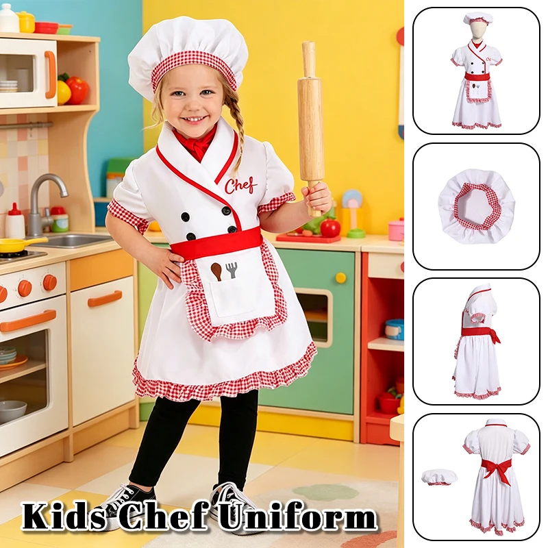 Kids Chef Outfit Boys Girls Chef Hat Dress Scarf Set Cooking Bake Uniform Play House Role Play Costume Performance Clothing
Kids Chef Outfit Boys Girls Chef Hat Dress Scarf Set Cooking Bake Uniform Play House Role Play Costume Performance Clothing