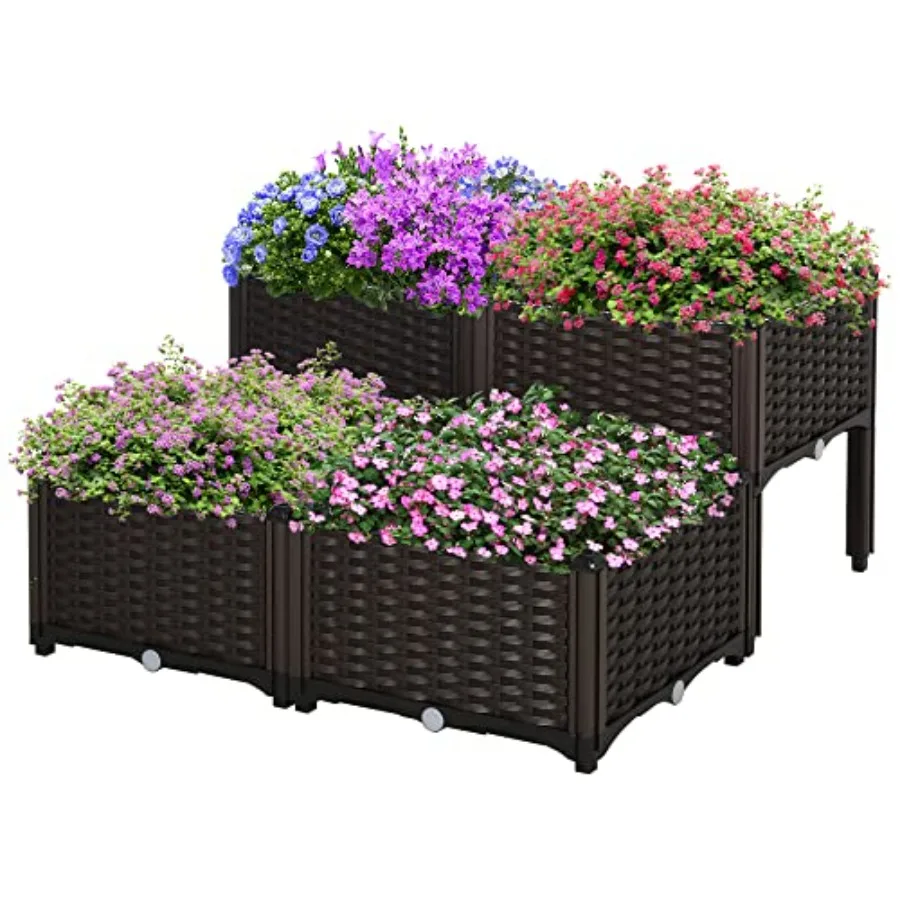 4 Piece Raised Garden Bed with Legs Planter Box Brown for Growing Flowers Herbs Vegetables Durable Wood Design with Elevated Su
4 Piece Raised Garden Bed with Legs Planter Box Brown for Growing Flowers Herbs Vegetables Durable Wood Design with Elevated Su