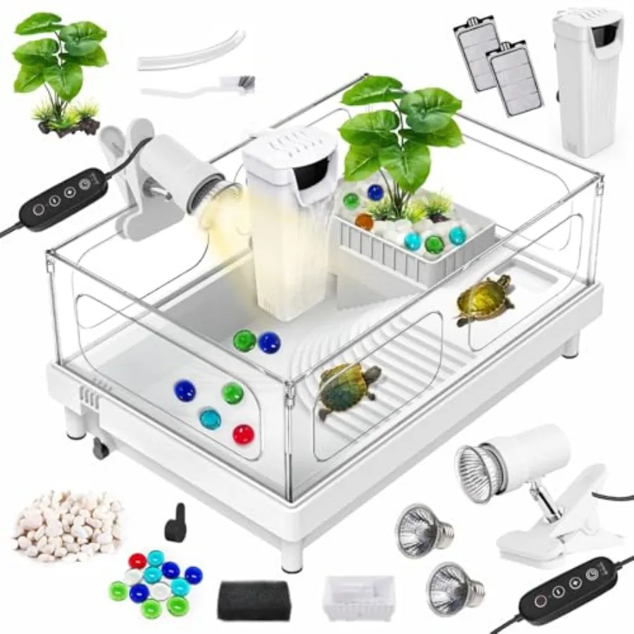 Small Turtle Tank Kit Tank+Lamp+Filter,Acrylic Aquarium Turtle Starter Kit Habitat with Multi-Functional Areas for Small Reptil
Small Turtle Tank Kit Tank+Lamp+Filter,Acrylic Aquarium Turtle Starter Kit Habitat with Multi-Functional Areas for Small Reptil