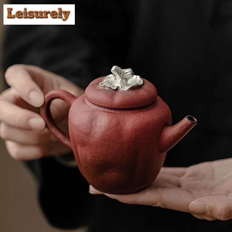 150ml Handmade Zhiye Roasted Ceramic Teapot Creative Persimmon Red Ruyi Handheld Pot Tea Brewing Kettle Kung Fu Tea Set Gifts
150ml Handmade Zhiye Roasted Ceramic Teapot Creative Persimmon Red Ruyi Handheld Pot Tea Brewing Kettle Kung Fu Tea Set Gifts