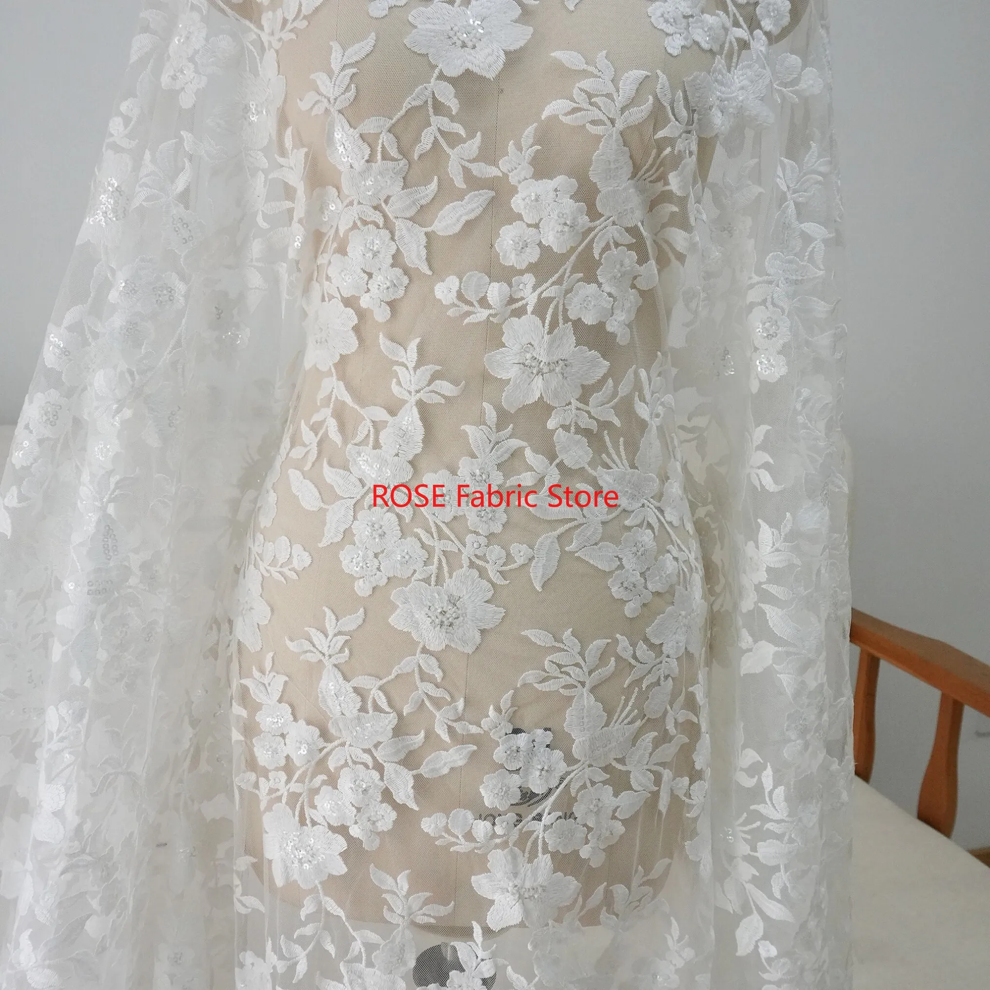 Ivory Flower Sequince Embroidery Lace Fabric floral Mesh Tulle For Wedding Dress, Prom Gown, Couture Design, Flower Girls Dress
Ivory Flower Sequince Embroidery Lace Fabric floral Mesh Tulle For Wedding Dress, Prom Gown, Couture Design, Flower Girls Dress