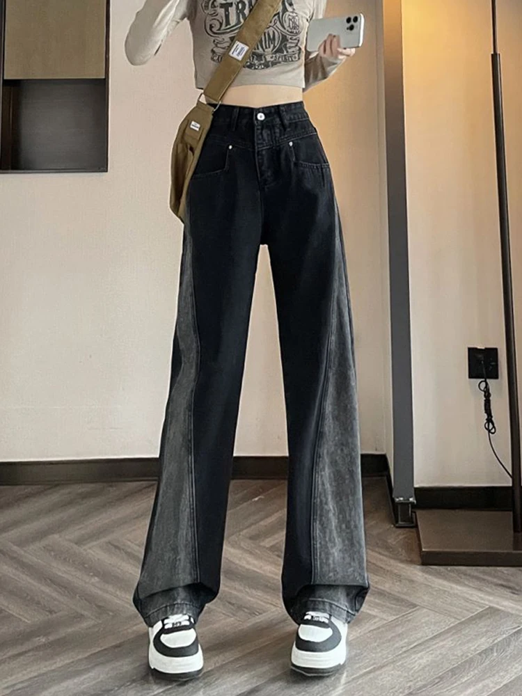 Women's Vintage Style Black Thick Jeans High Waist Autumn Winter Streetwear Wide Leg Pants Female Straight Denim Trousers
Women's Vintage Style Black Thick Jeans High Waist Autumn Winter Streetwear Wide Leg Pants Female Straight Denim Trousers