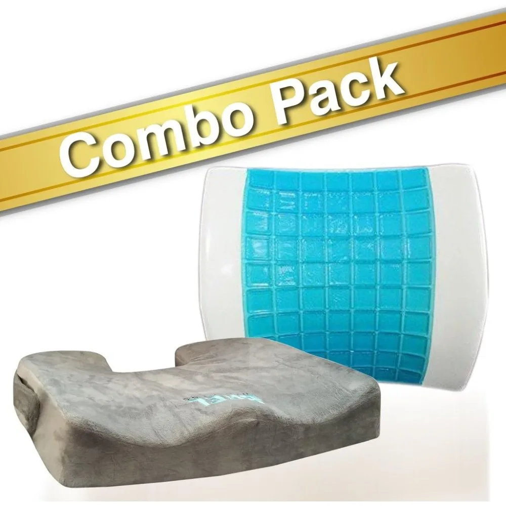 seat Cushion for Sciatica, Coccyx, Tailbone, Back Pain & Lumbar Support Gel Enhanced Cushion Combo Pack 
seat Cushion for Sciatica, Coccyx, Tailbone, Back Pain & Lumbar Support Gel Enhanced Cushion Combo Pack