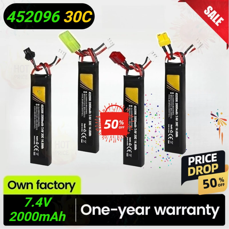 452096 30C Upgrade 7.4V 2000mAh Rechargeable LiPo Battery T/Tamiya/XT30 /SM Plug for Air Pistol Electric Toys Guns Parts Toy Gun
452096 30C Upgrade 7.4V 2000mAh Rechargeable LiPo Battery T/Tamiya/XT30 /SM Plug for Air Pistol Electric Toys Guns Parts Toy Gun