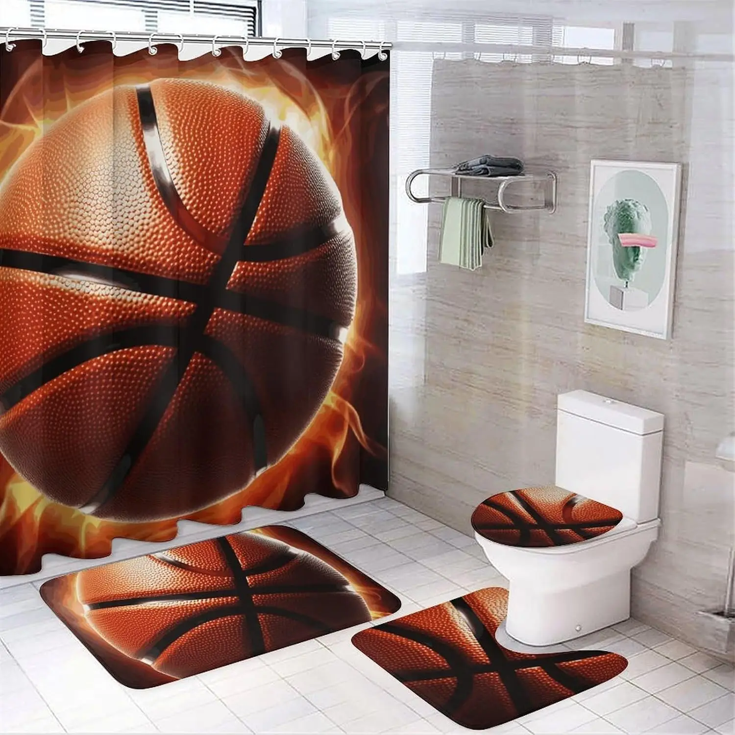 Набор баскетбольных занавесок для душа из 4 предметов с нескользящими ковриками, крышкой для унитаза и ковриком для ванной Мягкий ковер для ванной Водонепроницаемый коврик для ванной комнаты
Набор баскетбольных занавесок для душа из 4 предметов с нескользящими ковриками, крышкой для унитаза и ковриком для ванной Мягкий ковер для ванной Водонепроницаемый коврик для ванной комнаты