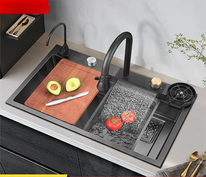 Nano Stainless Steel Undermount Large Single Bowl Kitchen Sink with Rainfall Flow Display Multifuntion Washing Cleaning Sink
Nano Stainless Steel Undermount Large Single Bowl Kitchen Sink with Rainfall Flow Display Multifuntion Washing Cleaning Sink