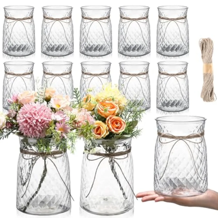 12 Pcs 4.3 in Caliber Plastic Vases Bulk for Centerpieces Table 6.3 in Bud Vases Clear Planter for Flower with Rope Design Plan
12 Pcs 4.3 in Caliber Plastic Vases Bulk for Centerpieces Table 6.3 in Bud Vases Clear Planter for Flower with Rope Design Plan