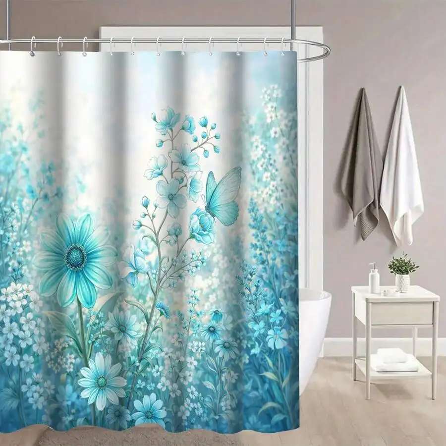 Blue Flower And Butterfly Shower Curtain, Bathroom Decor, Includes Hooks, Bathroom Accessories, Birthday Gift, Best Gift For
Blue Flower And Butterfly Shower Curtain, Bathroom Decor, Includes Hooks, Bathroom Accessories, Birthday Gift, Best Gift For