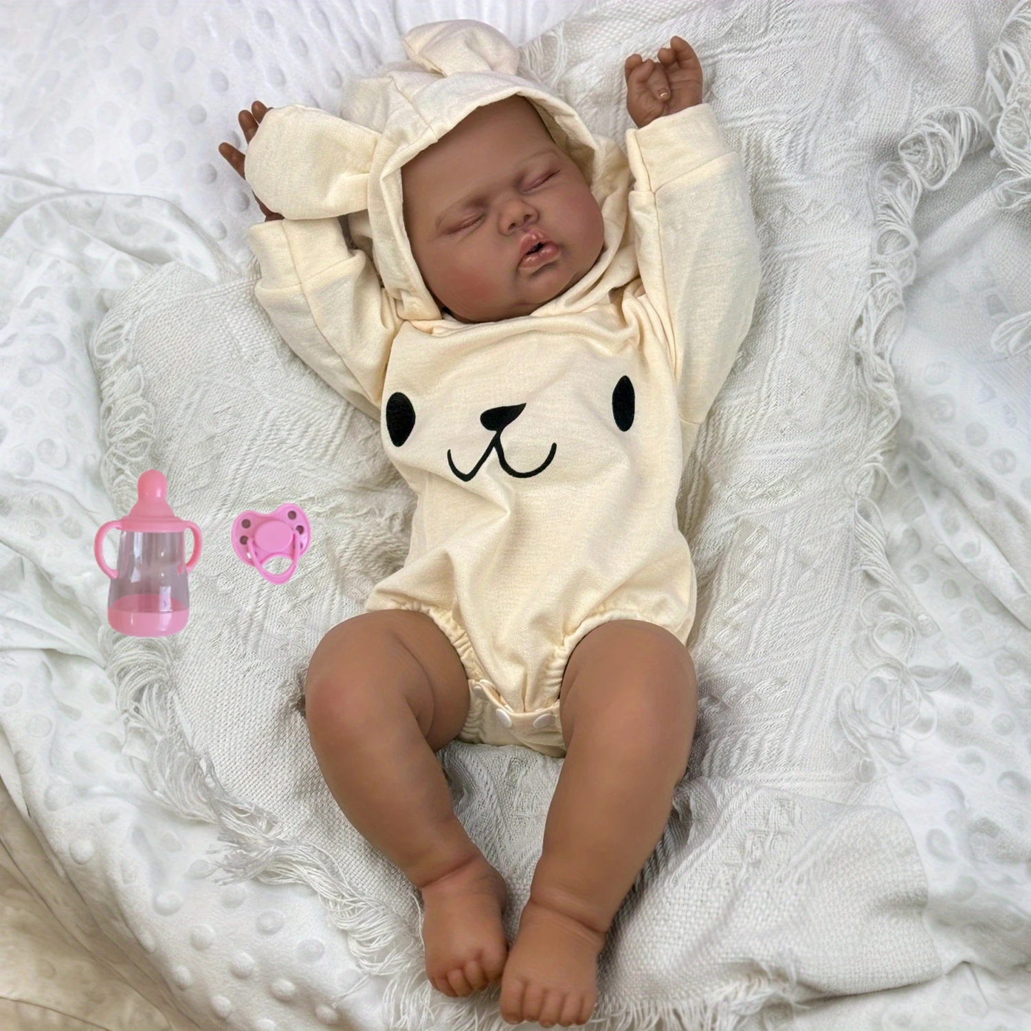 BZDOLL 50cm 20in Chubby Asleep Reborn Doll, Black Brown Skin, Vinyl Limbs & Cloth Body, Lifelike Play Toy, Kids Birthday Gift
BZDOLL 50cm 20in Chubby Asleep Reborn Doll, Black Brown Skin, Vinyl Limbs & Cloth Body, Lifelike Play Toy, Kids Birthday Gift