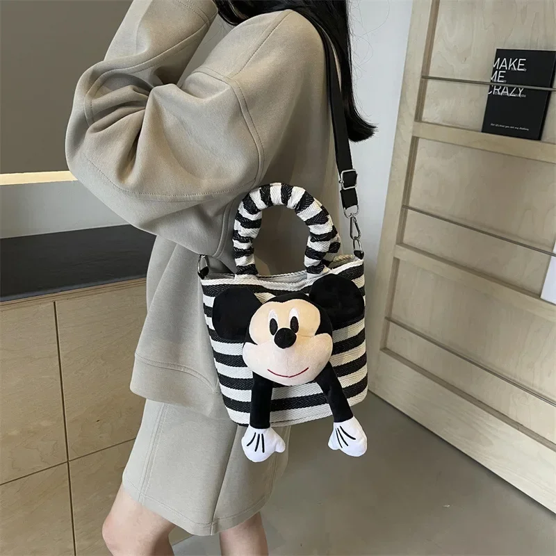 Disney Mickey Mouse Shoulder Bag Women's New Striped Canvas Cute Cross Body Bagmessenger storage Bucket Bag Handbag
Disney Mickey Mouse Shoulder Bag Women's New Striped Canvas Cute Cross Body Bagmessenger storage Bucket Bag Handbag