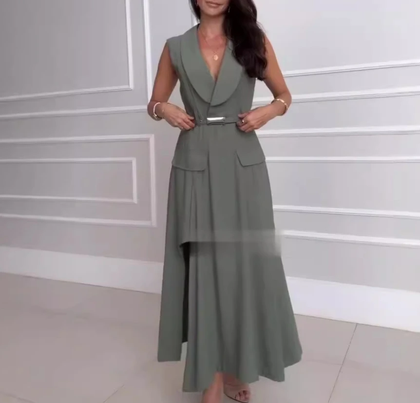 Women's Fashion Sexy Elegant Dress 2024 Spring and Autumn New Style Solid Color Lace Belt Sleeveless Casual Style Dress
Women's Fashion Sexy Elegant Dress 2024 Spring and Autumn New Style Solid Color Lace Belt Sleeveless Casual Style Dress