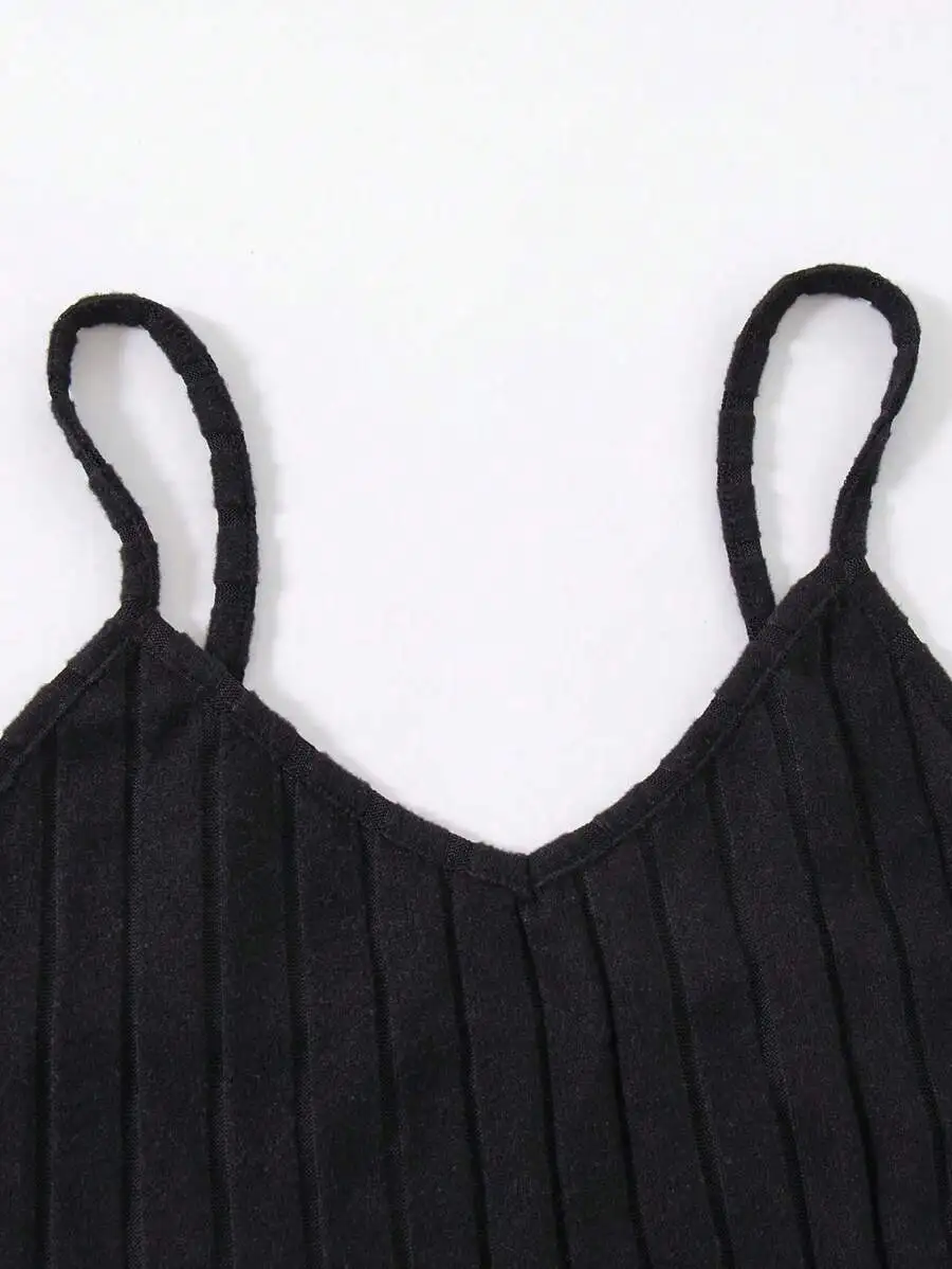 Womens Black Ribbed Cami Sleep Top Lounge Set
Womens Black Ribbed Cami Sleep Top Lounge Set