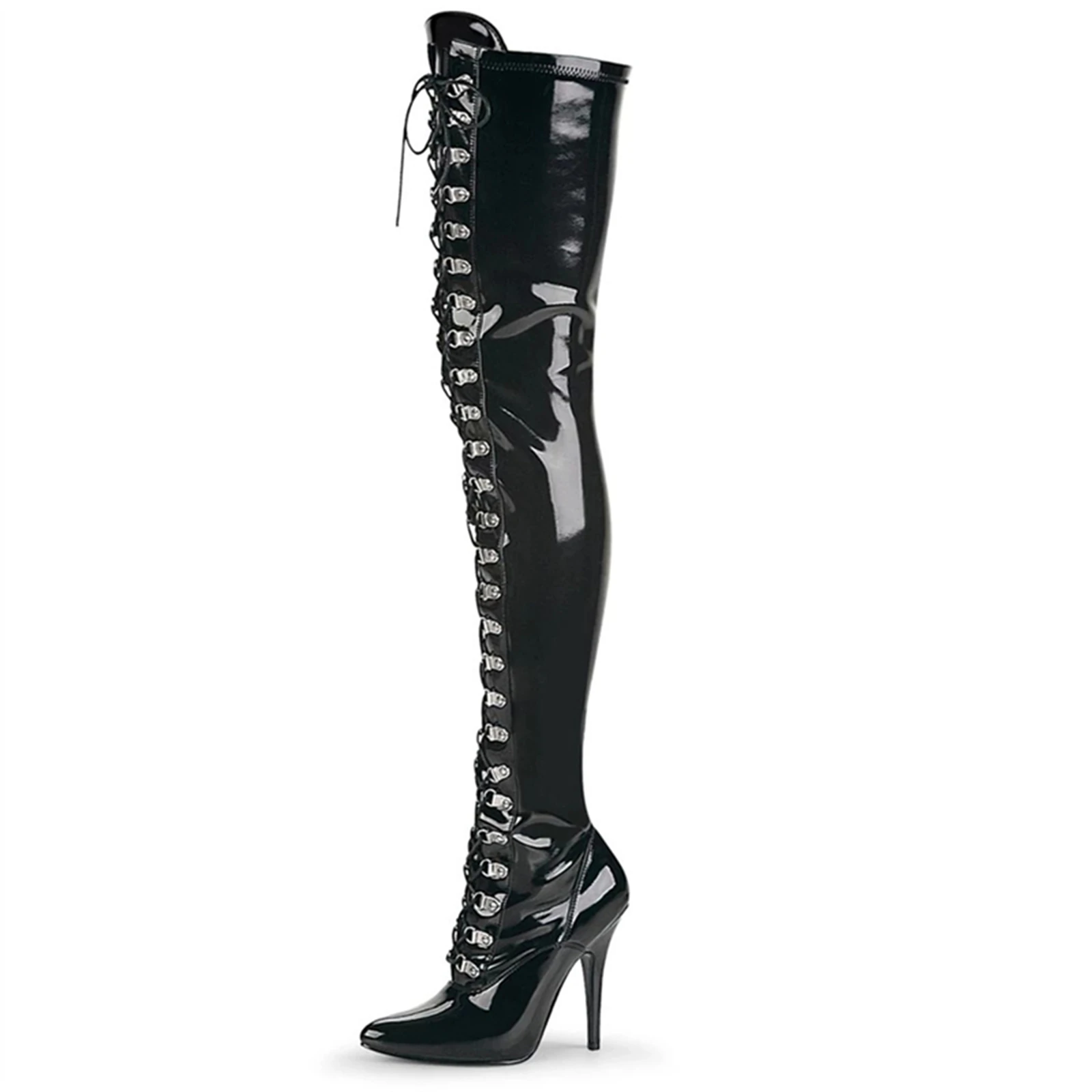 12cm Black Patent Leather Over The Knee Boots Women Lace-Up Stiletto Heels Night Club Stage Pole Dance Tight Fit
12cm Black Patent Leather Over The Knee Boots Women Lace-Up Stiletto Heels Night Club Stage Pole Dance Tight Fit