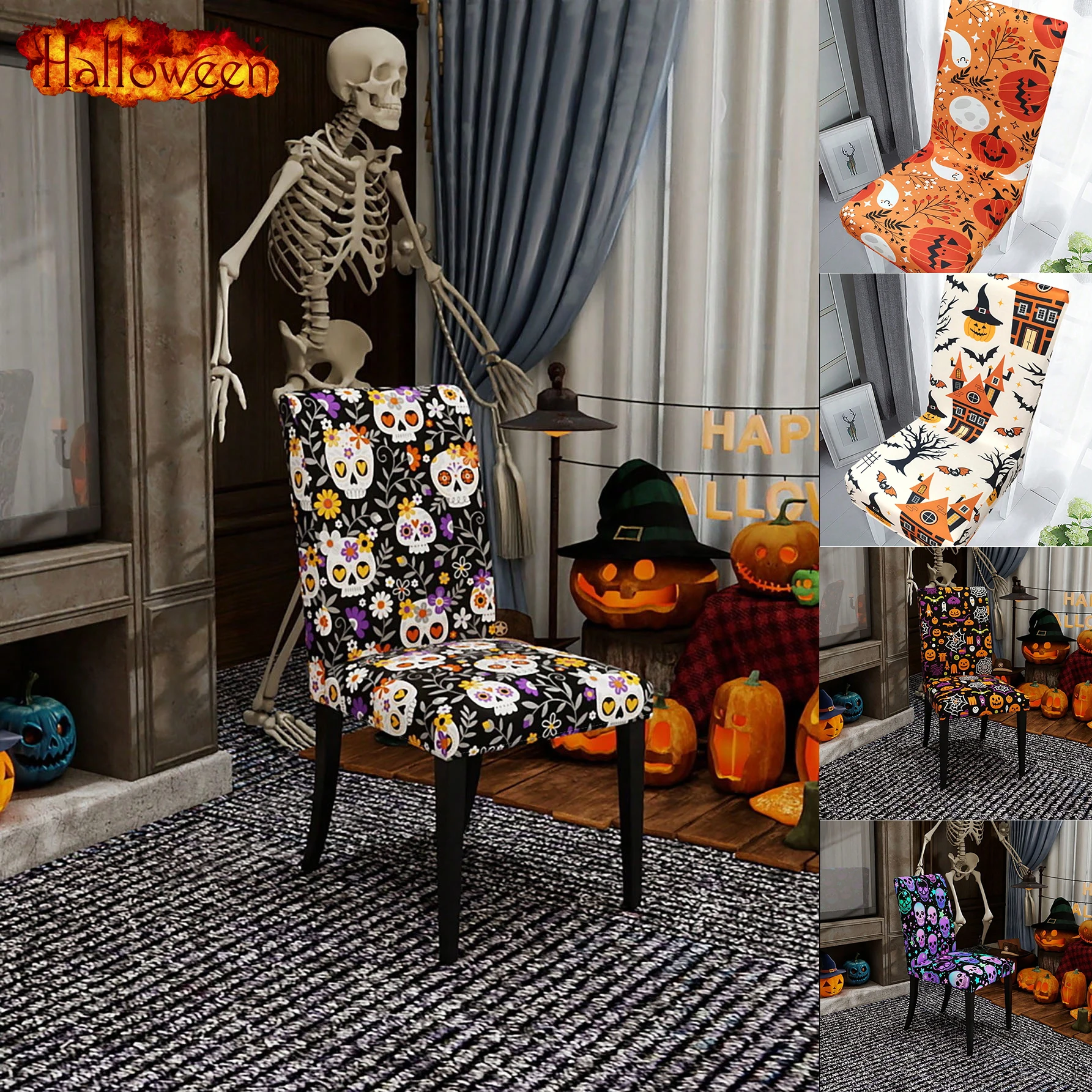 1pc Ghost Halloween Chair Cover, Elastic Chair Cover, Ghost and Skeleton and Pumpkin Chair Cover, Autumn Chair Cover, Halloween
1pc Ghost Halloween Chair Cover, Elastic Chair Cover, Ghost and Skeleton and Pumpkin Chair Cover, Autumn Chair Cover, Halloween