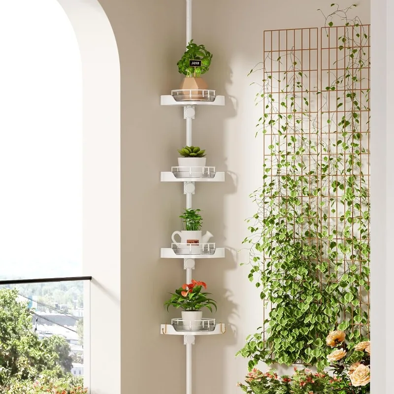 Corner Shower Caddy Tension Pole Organizer - 4-Tier 360° Rotating Plastic Shelves with Safety Guardrail, Adjustable Rustproof Ba
Corner Shower Caddy Tension Pole Organizer - 4-Tier 360° Rotating Plastic Shelves with Safety Guardrail, Adjustable Rustproof Ba