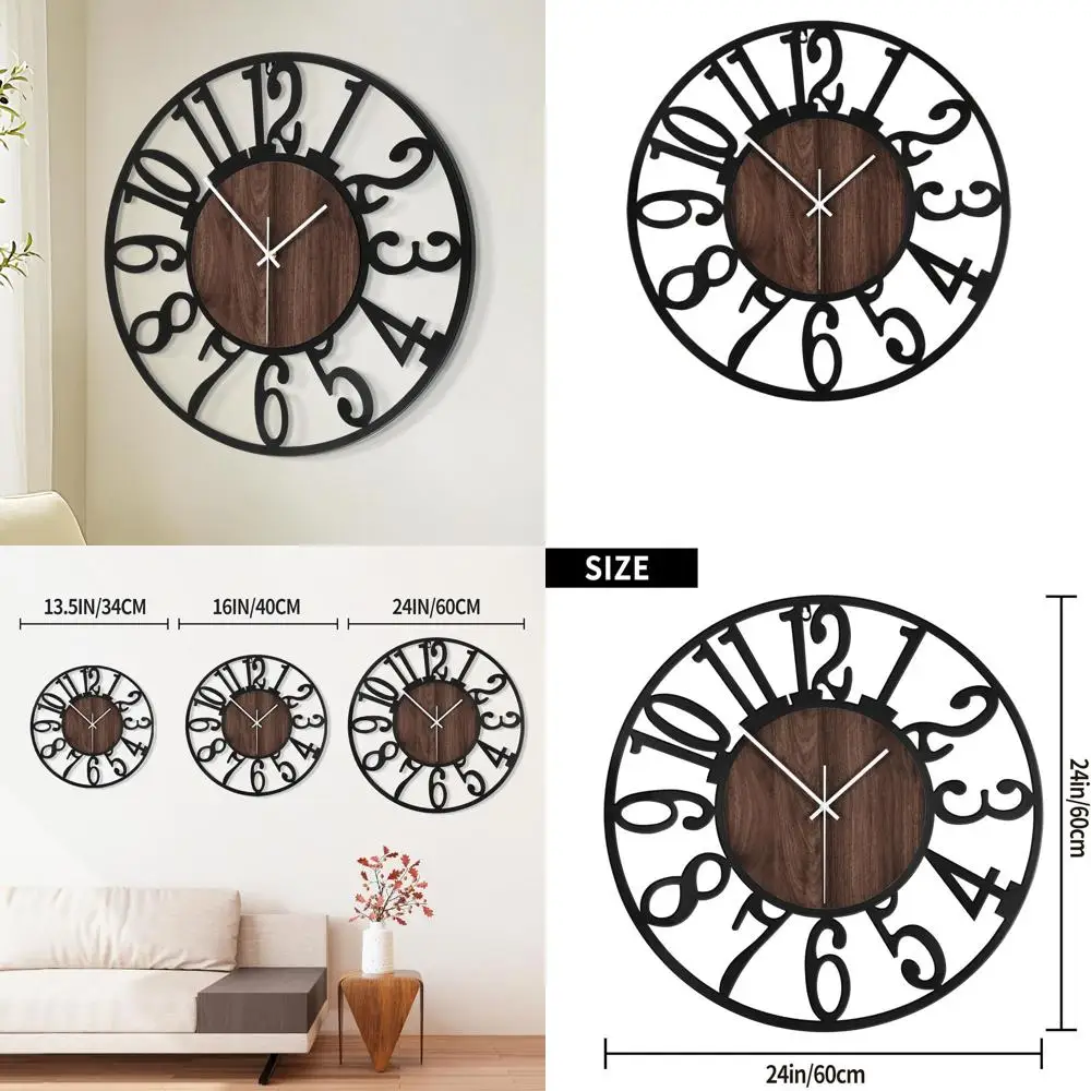 24 Antique-Style Silent Wall Clock, Battery-Powered, Black Metal & Wood, Suitable for Living Room, Farmhouse, Dining, Bedroom, K
24 Antique-Style Silent Wall Clock, Battery-Powered, Black Metal & Wood, Suitable for Living Room, Farmhouse, Dining, Bedroom, K