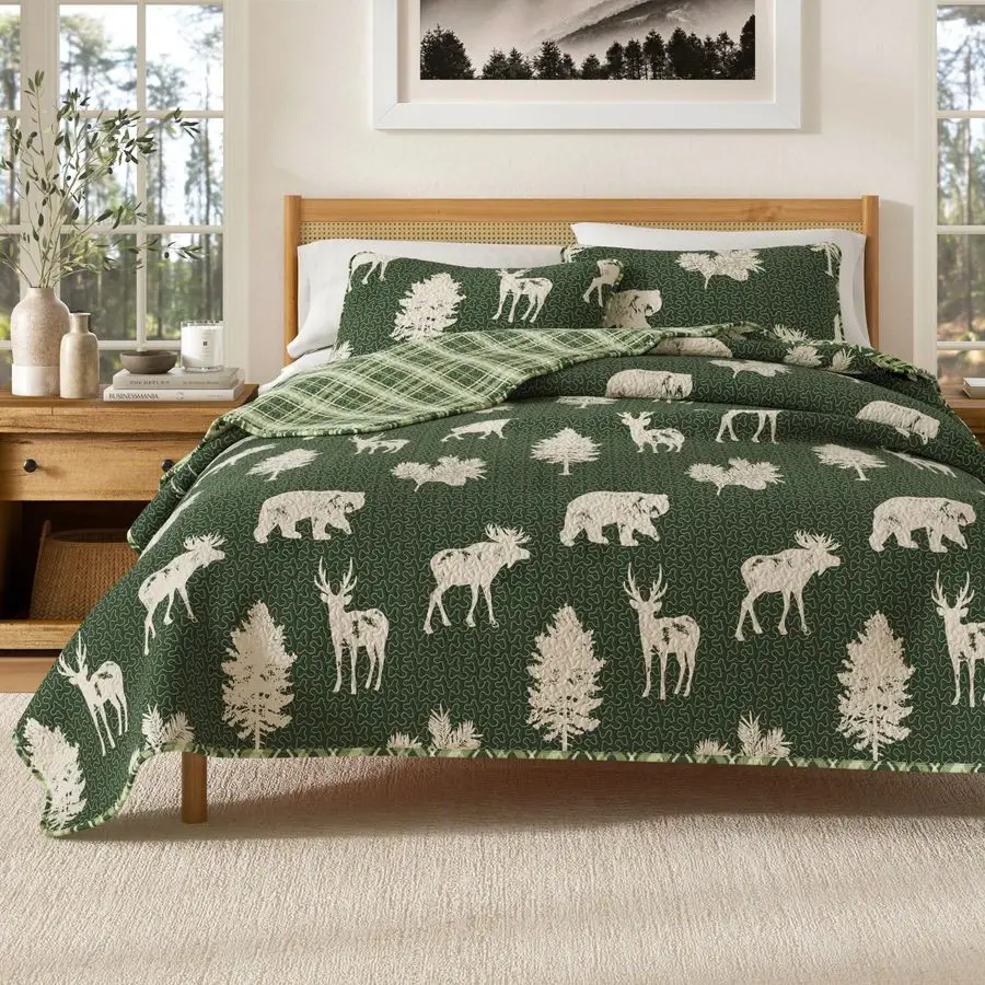 Lodge Bedspread Full Queen Size Quilt with 2 Shams. Cabin 3Piece Reversible All Season Quilt Set. Rustic Quilt Coverlet Bed Set.
Lodge Bedspread Full Queen Size Quilt with 2 Shams. Cabin 3Piece Reversible All Season Quilt Set. Rustic Quilt Coverlet Bed Set.