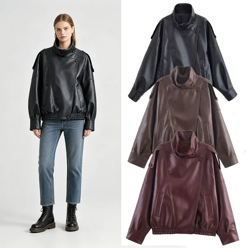 2026 Spring New Women Faux Leather Jacket Stand Collar Long Sleeve Casual Elegant Coat Fashion Versatile Outerwear Moto Biker
2026 Spring New Women Faux Leather Jacket Stand Collar Long Sleeve Casual Elegant Coat Fashion Versatile Outerwear Moto Biker