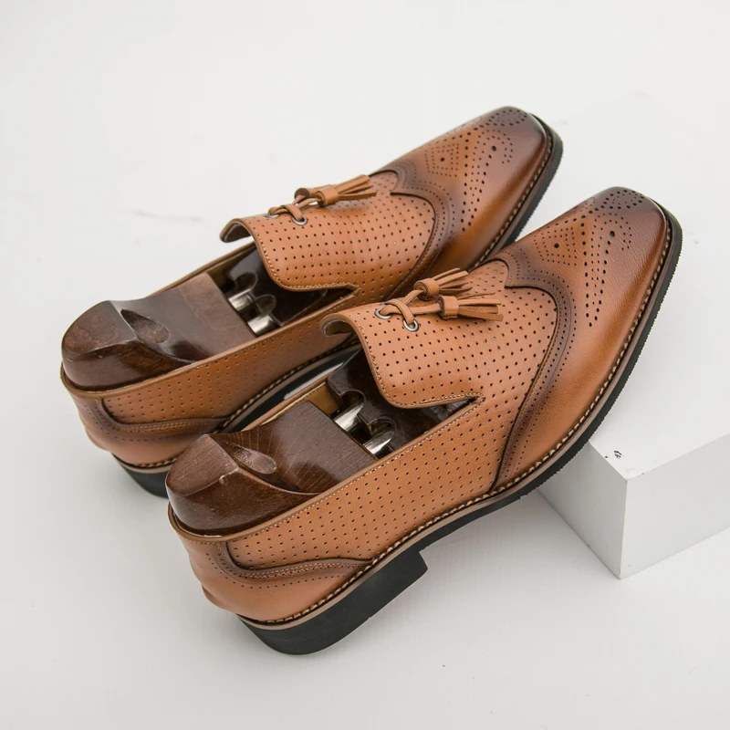 Summer Men Fringed Loafers Breathable Perforated Loafers Formal Business Office Wedding Party Leather Shoes Single Shoe Style
Summer Men Fringed Loafers Breathable Perforated Loafers Formal Business Office Wedding Party Leather Shoes Single Shoe Style