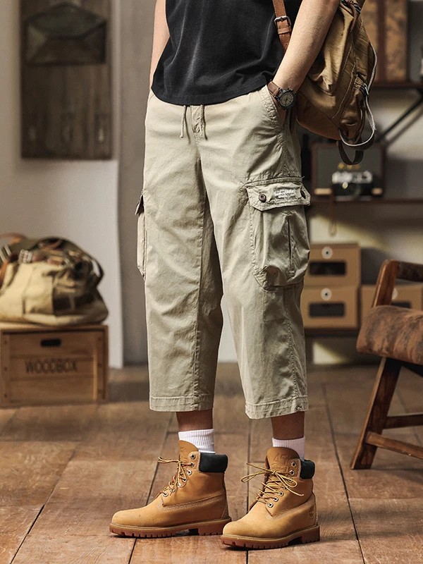 Мужские повседневные рабочие брюки свободного кроя с прямыми штанинами, карго-брюки с множеством карманов, износостойкие брюки средней длины для весны и лета
Мужские повседневные рабочие брюки свободного кроя с прямыми штанинами, карго-брюки с множеством карманов, износостойкие брюки средней длины для весны и лета