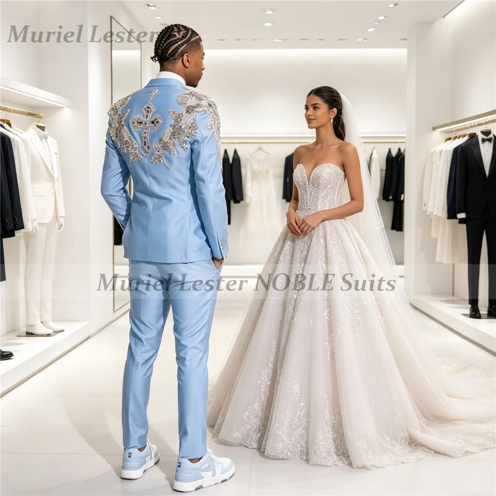 Male Fashion Appliques Wedding Suit Slim Fit Beaded Stones Jacket Pants 2 Piece Sets Groom Tuxedos Custom Made Terno Masculinos
Male Fashion Appliques Wedding Suit Slim Fit Beaded Stones Jacket Pants 2 Piece Sets Groom Tuxedos Custom Made Terno Masculinos