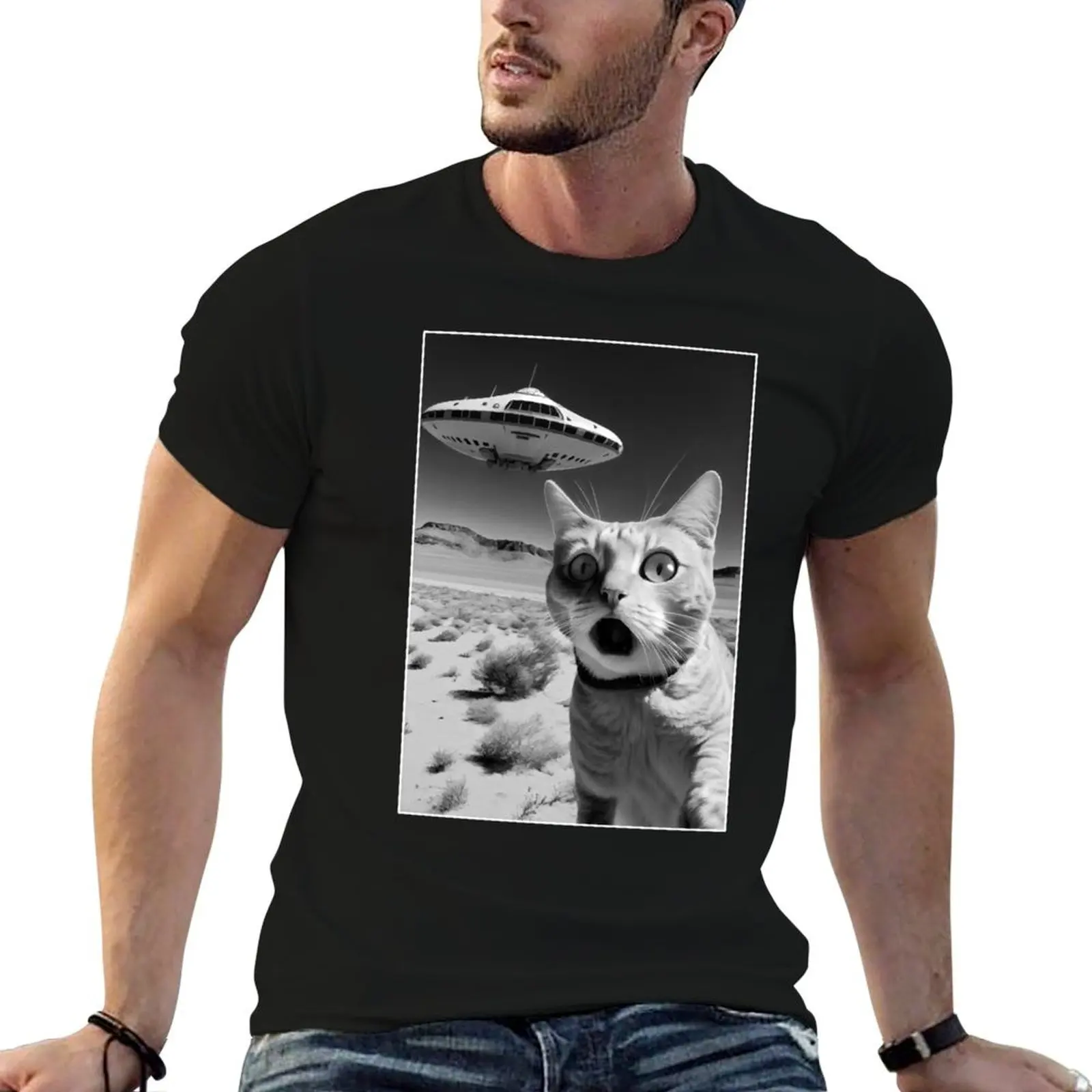 A cat taking a selfie with a UFO spaceship - funny pun meme image T-Shirt vintage graphic tee mens graphic t-shirts
A cat taking a selfie with a UFO spaceship - funny pun meme image T-Shirt vintage graphic tee mens graphic t-shirts