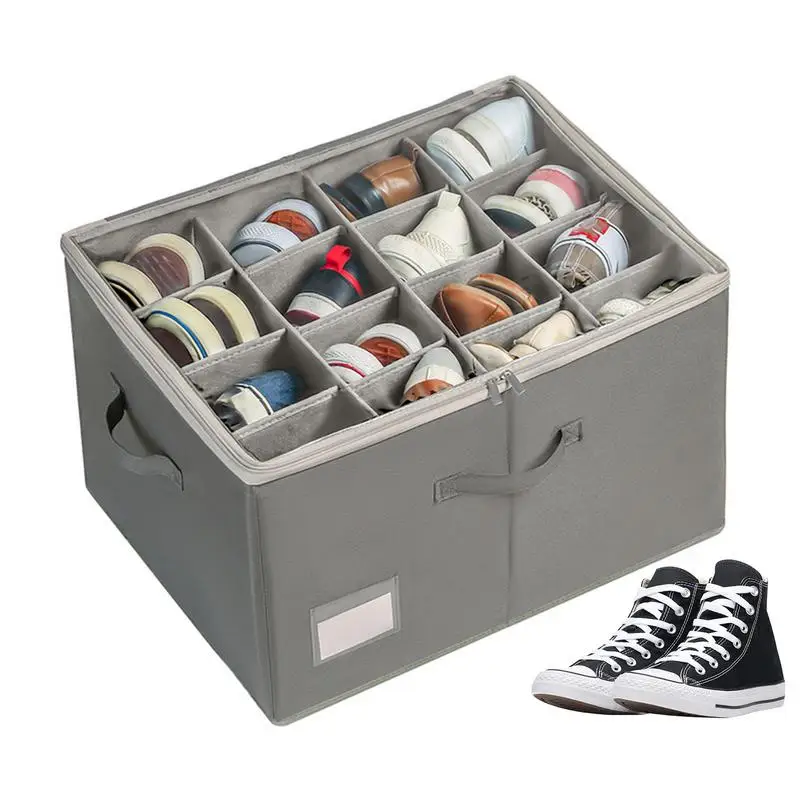 Органайзер для обуви с 16 отделениями, складные коробки для хранения, регулируемые разделители, с ручками под кроватью, в шкаф
Органайзер для обуви с 16 отделениями, складные коробки для хранения, регулируемые разделители, с ручками под кроватью, в шкаф