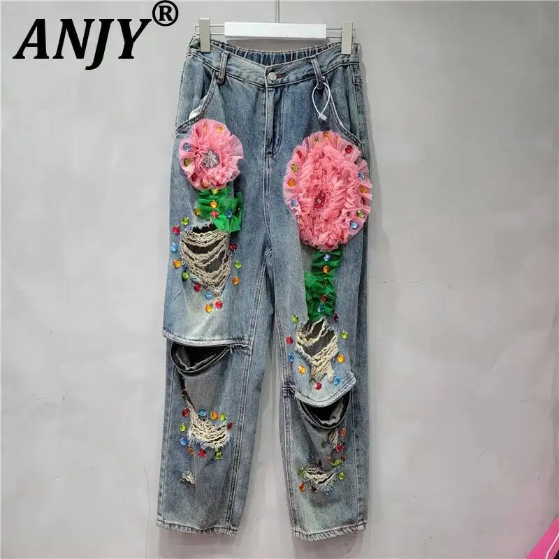ANJY Spring Autumn New Women Design Heavy Embroidered Flares Three-dimensional Floral Denim Pants Trendy Ins Ripped Jeans A24682
ANJY Spring Autumn New Women Design Heavy Embroidered Flares Three-dimensional Floral Denim Pants Trendy Ins Ripped Jeans A24682