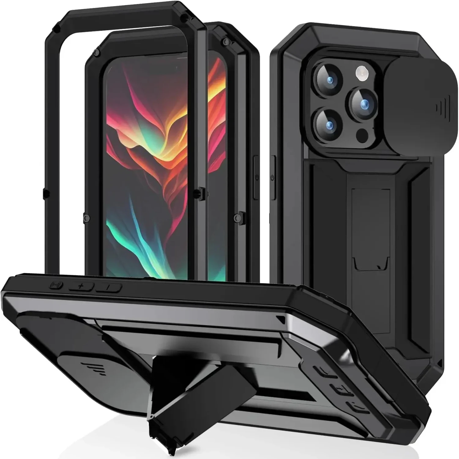 Прочный металлический корпус для тяжелых условий эксплуатации 15 Plus 14 13 Pro Max, винтовой военный противоударный чехол с защитной пленкой для камеры
Прочный металлический корпус для тяжелых условий эксплуатации 15 Plus 14 13 Pro Max, винтовой военный противоударный чехол с защитной пленкой для камеры