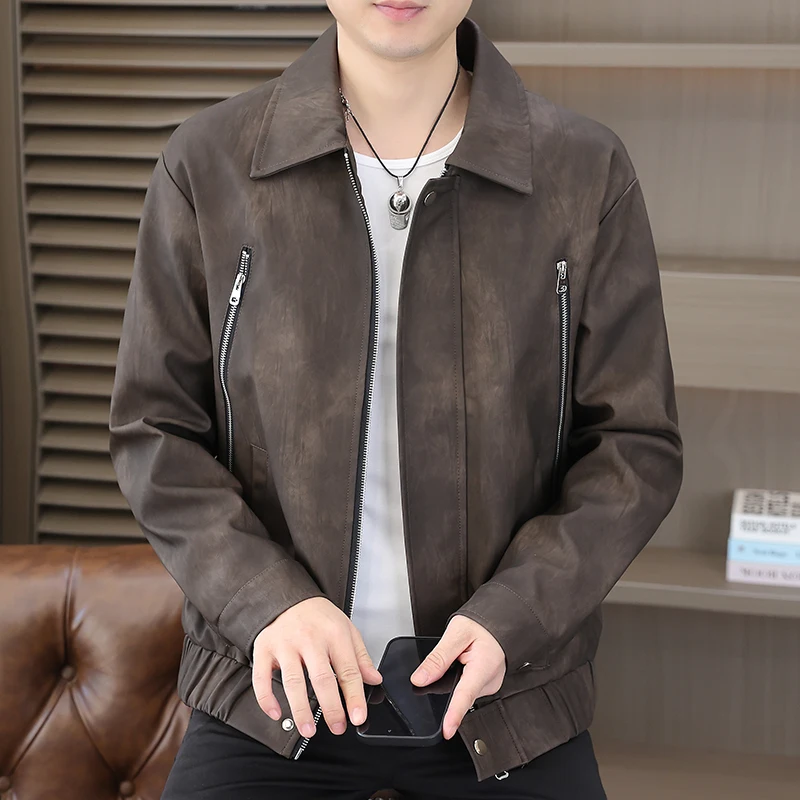 Spring and Autumn Trendy New Lapel PU Leather Jacket for Men, High-quality Windproof, Stylish and Versatile Jacket
Spring and Autumn Trendy New Lapel PU Leather Jacket for Men, High-quality Windproof, Stylish and Versatile Jacket